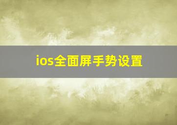 ios全面屏手势设置