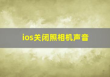 ios关闭照相机声音