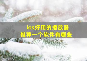 ios好用的播放器推荐一个软件有哪些