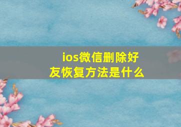 ios微信删除好友恢复方法是什么