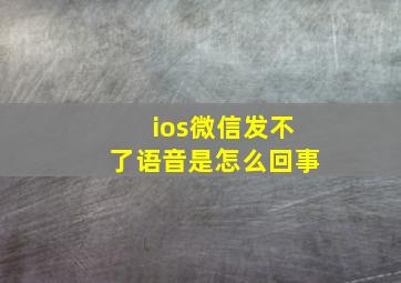 ios微信发不了语音是怎么回事