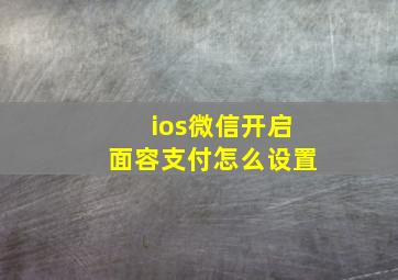 ios微信开启面容支付怎么设置