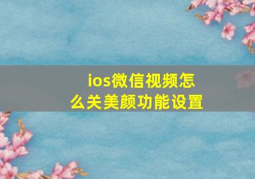 ios微信视频怎么关美颜功能设置