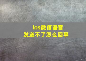 ios微信语音发送不了怎么回事