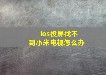 ios投屏找不到小米电视怎么办