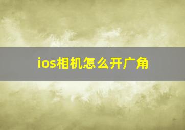 ios相机怎么开广角