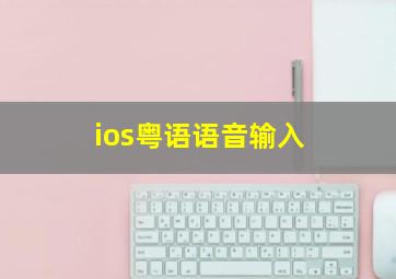 ios粤语语音输入