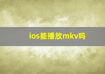 ios能播放mkv吗