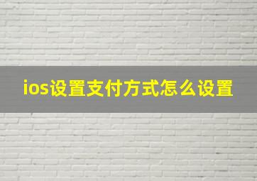 ios设置支付方式怎么设置