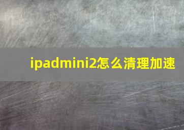 ipadmini2怎么清理加速