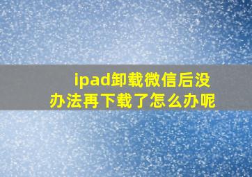 ipad卸载微信后没办法再下载了怎么办呢