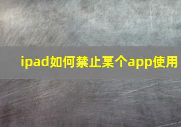 ipad如何禁止某个app使用