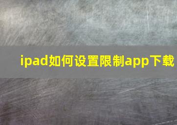 ipad如何设置限制app下载