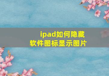 ipad如何隐藏软件图标显示图片