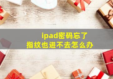 ipad密码忘了指纹也进不去怎么办