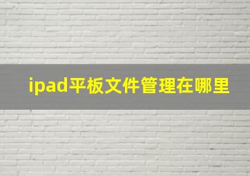 ipad平板文件管理在哪里