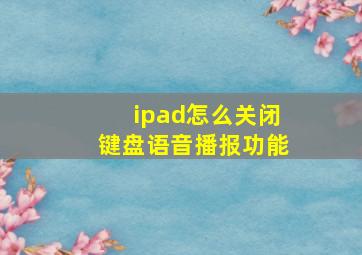 ipad怎么关闭键盘语音播报功能