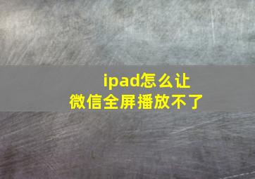 ipad怎么让微信全屏播放不了