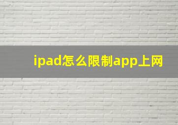 ipad怎么限制app上网