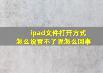 ipad文件打开方式怎么设置不了呢怎么回事