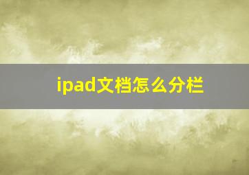 ipad文档怎么分栏