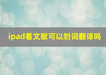 ipad看文献可以划词翻译吗