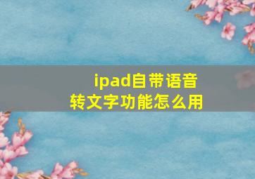 ipad自带语音转文字功能怎么用