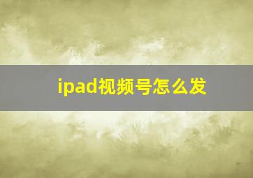 ipad视频号怎么发