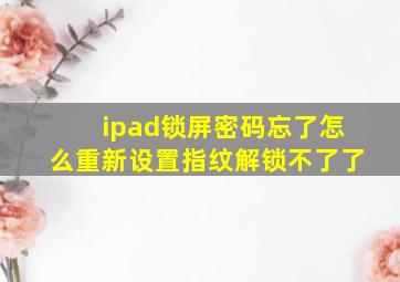 ipad锁屏密码忘了怎么重新设置指纹解锁不了了