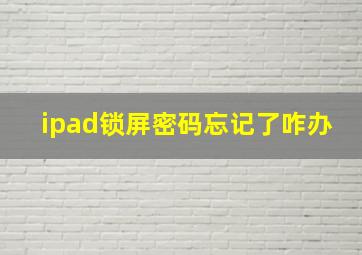 ipad锁屏密码忘记了咋办