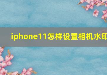 iphone11怎样设置相机水印