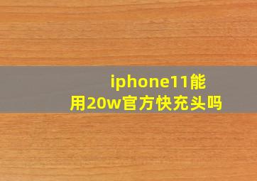 iphone11能用20w官方快充头吗