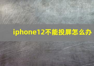 iphone12不能投屏怎么办