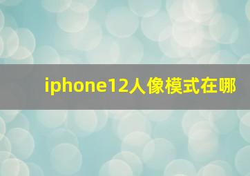 iphone12人像模式在哪