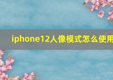 iphone12人像模式怎么使用