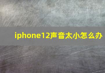 iphone12声音太小怎么办