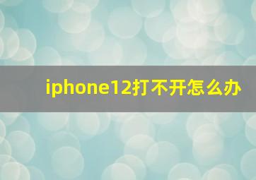 iphone12打不开怎么办