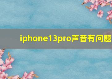 iphone13pro声音有问题