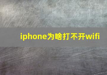 iphone为啥打不开wifi