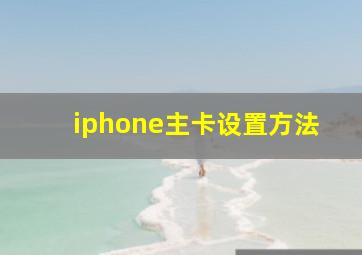 iphone主卡设置方法