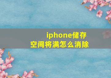 iphone储存空间将满怎么消除