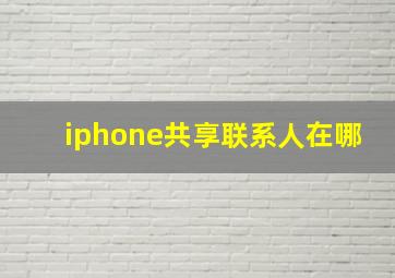 iphone共享联系人在哪