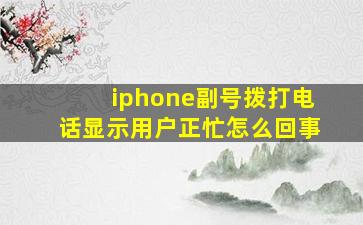 iphone副号拨打电话显示用户正忙怎么回事