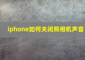 iphone如何关闭照相机声音