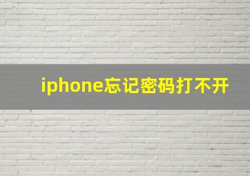 iphone忘记密码打不开