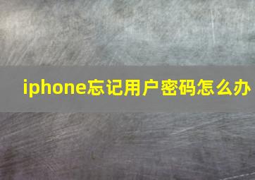 iphone忘记用户密码怎么办