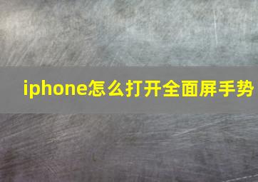 iphone怎么打开全面屏手势