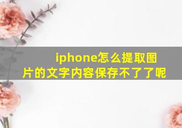 iphone怎么提取图片的文字内容保存不了了呢