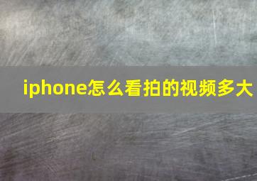 iphone怎么看拍的视频多大