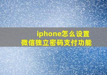 iphone怎么设置微信独立密码支付功能